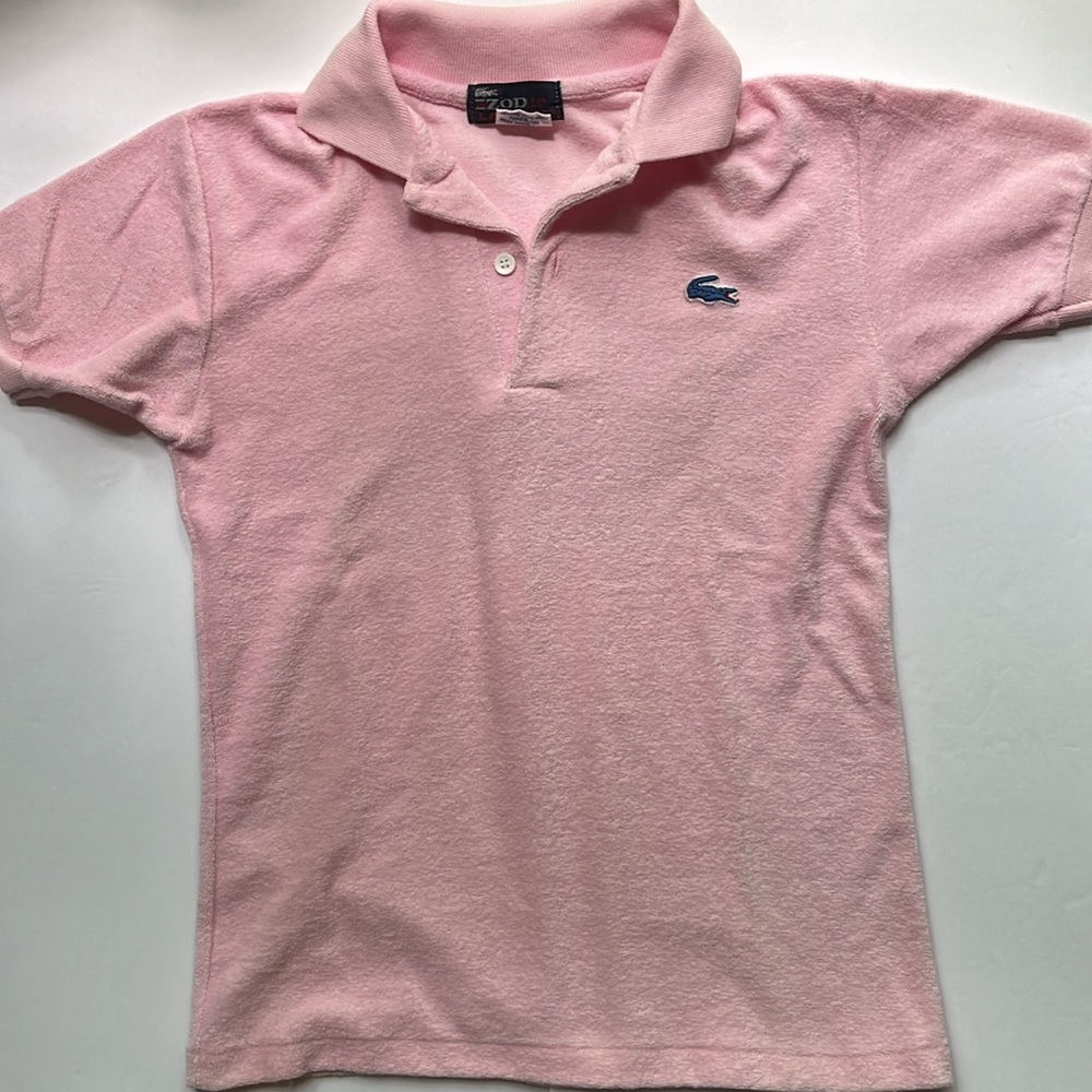 Izod Lacoste Polo Shirt Vintage Size 14 Pink Terrycloth Knit Lacoste - Picture 9 of 9